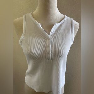 Splendid White Sleeveless Button-Up crop tank top size small